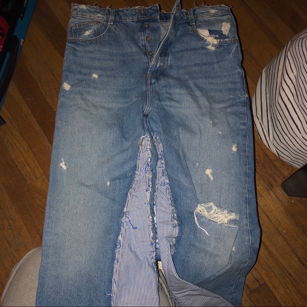High-waisted Stripe boyfriend Jeans